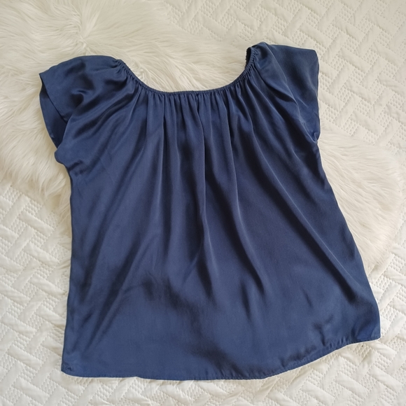 {Joie} Dark Blue Silk Top - Picture 3 of 4